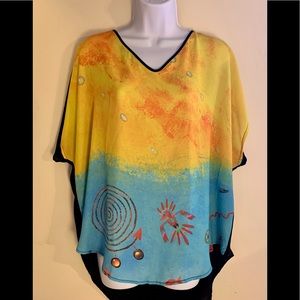 Vida long flowy blouse with vibrant colors